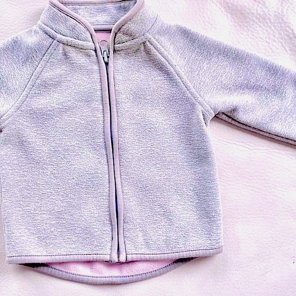 4/$20💥Softshell Jacket, Fleece Lining, Baby Girl Heathered Gray Pink, Mock Neck